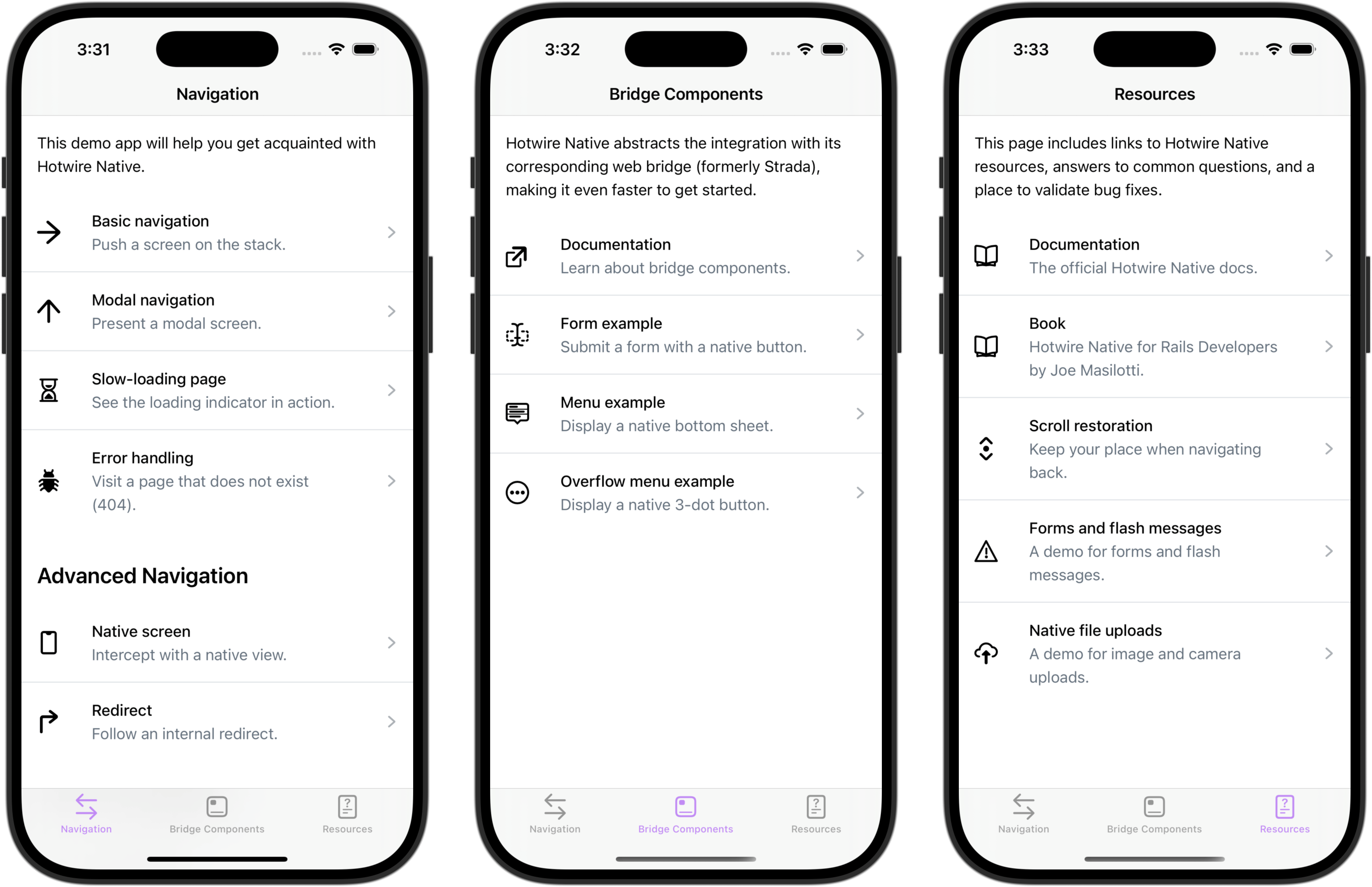 Hotwire Native demo app