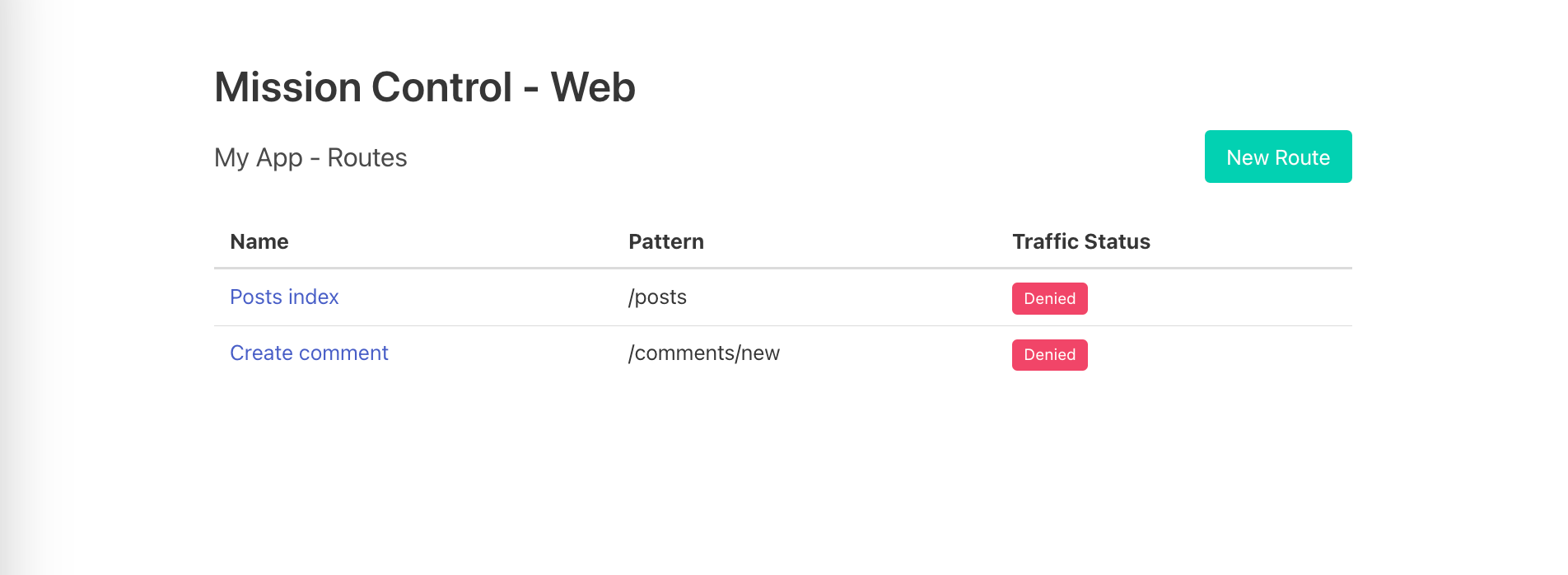 Admin dashboard of Mission Control — Web